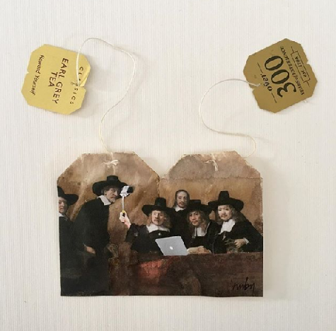 نقاشی‌ بر روی چای کیسه‌ای