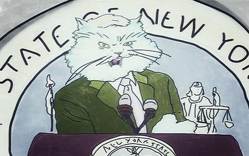 هنرمندی که سیاست‌مداران را به صورت گربه می‌بیند