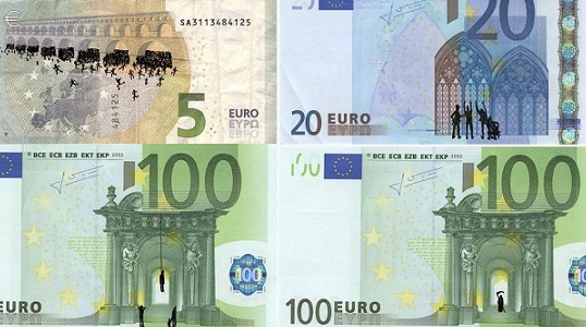 هنرمند یونانی با دستکاری اسکناس‌ها، سعی در برجسته کردن بحران اقتصادی اروپا دارد